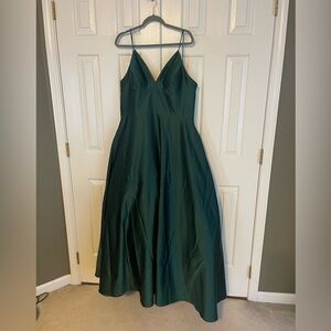 Green satin prom dress